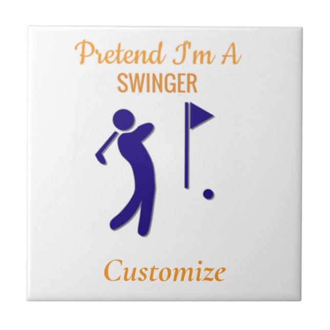 Swinging Golfer Thunder_Thunder_Cove Ceramic Tile (Front)