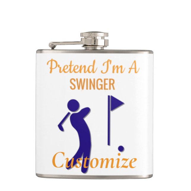 Swinging Golfer Thunder_Thunder_Cove Hip Flask (Front)