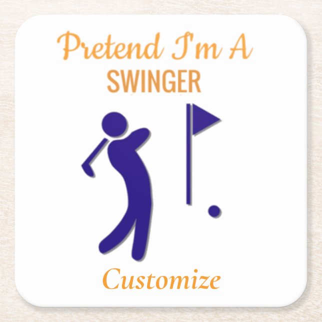 Swinging Golfer Thunder_Thunder_Cove Square Paper Coaster (Front)