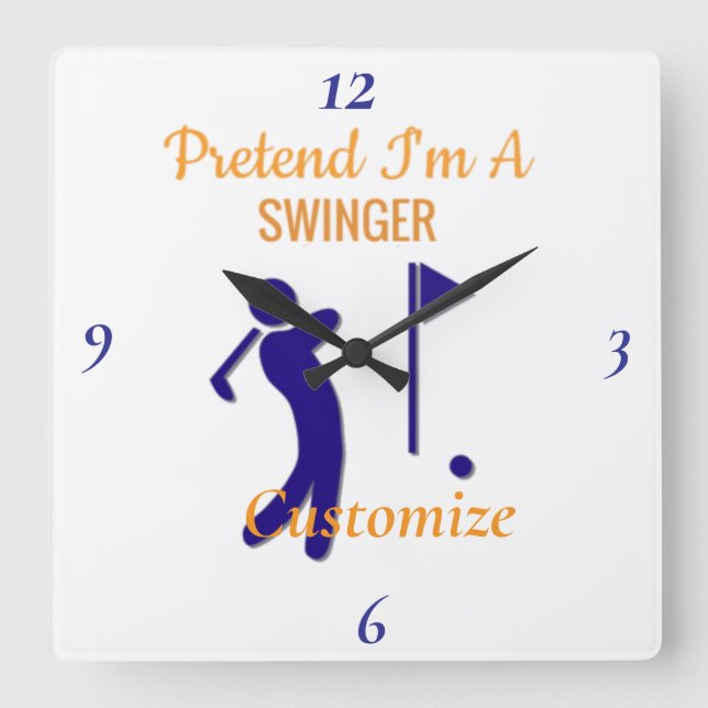 Swinging Golfer Thunder_Thunder_Cove Square Wall Clock (Front)