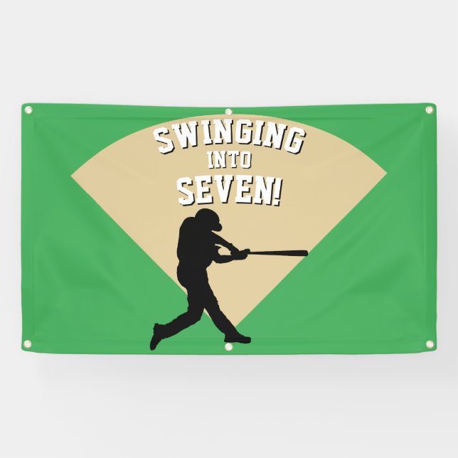 Swinging into a Baseball Birthday Banner (Horizontal)