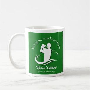 Swinging into Retirement Modern Golf Player Party Coffee Mug