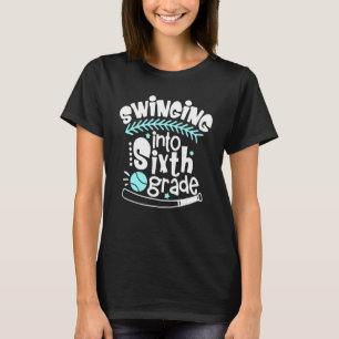 Swinging Into Sixth Grade Baseball Player Kid Back T-Shirt