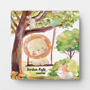 Swinging Lion, Fox, Bunny and Birds Blush Nature Plaque