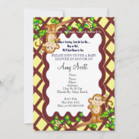 Swinging Monkey Baby Shower Invitation - Yellow