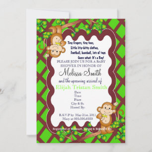 Swinging Monkey Baby Shower Invitations