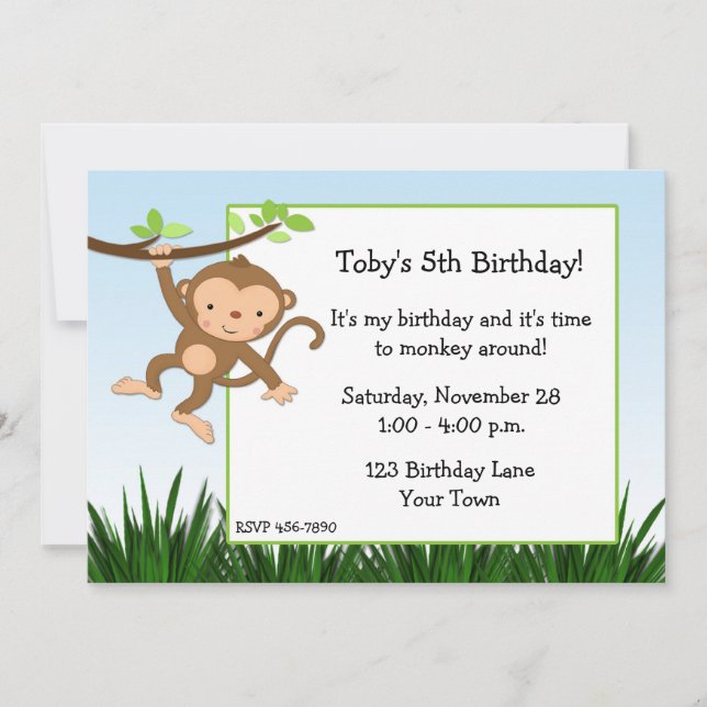 Swinging Monkey Invitation (Front)