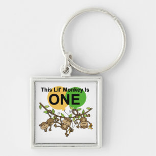 Swinging Monkeys 1st Birthday t shirts and Gifts Key Ring