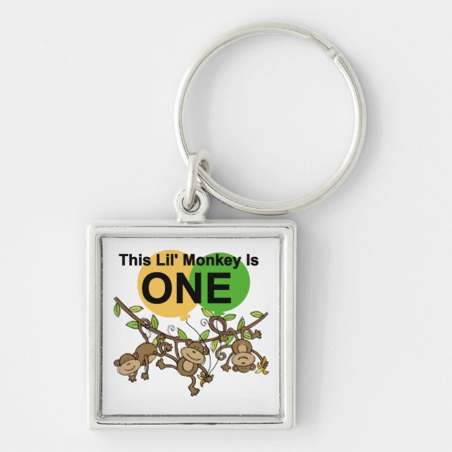 Swinging Monkeys 1st Birthday t shirts and Gifts Key Ring (Front)