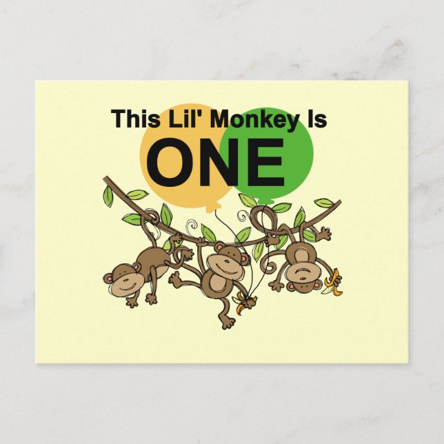 Swinging Monkeys 1st Birthday t shirts and Gifts Postcard (Front)