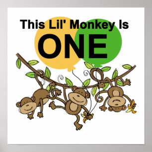 Swinging Monkeys 1st Birthday t shirts and Gifts Poster