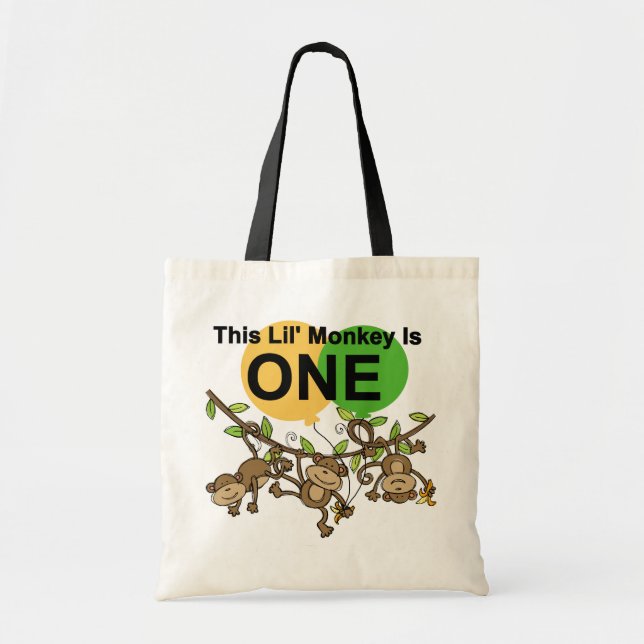 Swinging Monkeys 1st Birthday t shirts and Gifts Tote Bag (Front)