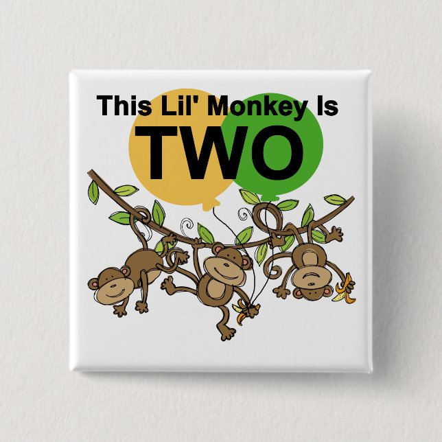Swinging Monkeys 2nd Birthday T-shirts and Gifts 15 Cm Square Badge (Front)