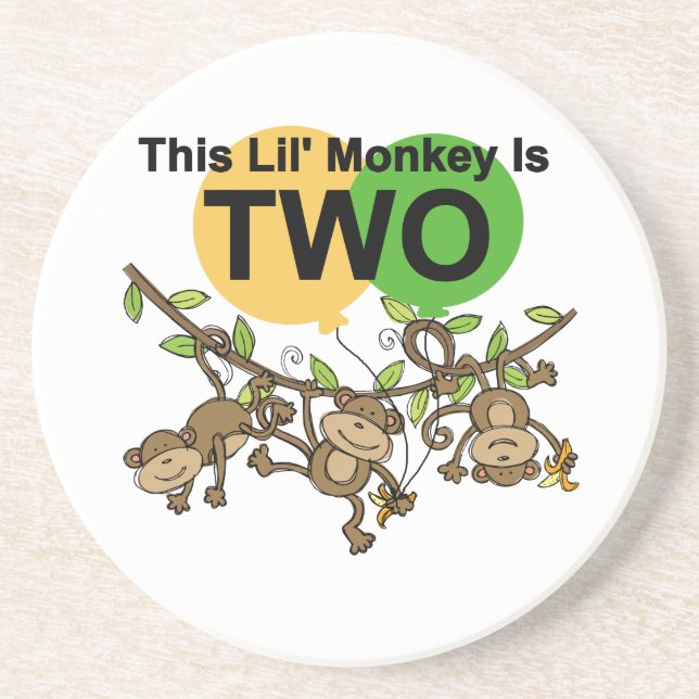 Swinging Monkeys 2nd Birthday T-shirts and Gifts Coaster (Front)