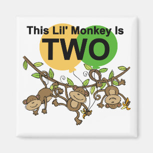 Swinging Monkeys 2nd Birthday T-shirts and Gifts Magnet