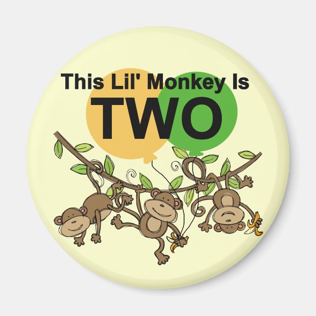 Swinging Monkeys 2nd Birthday T-shirts and Gifts Magnet (Front)