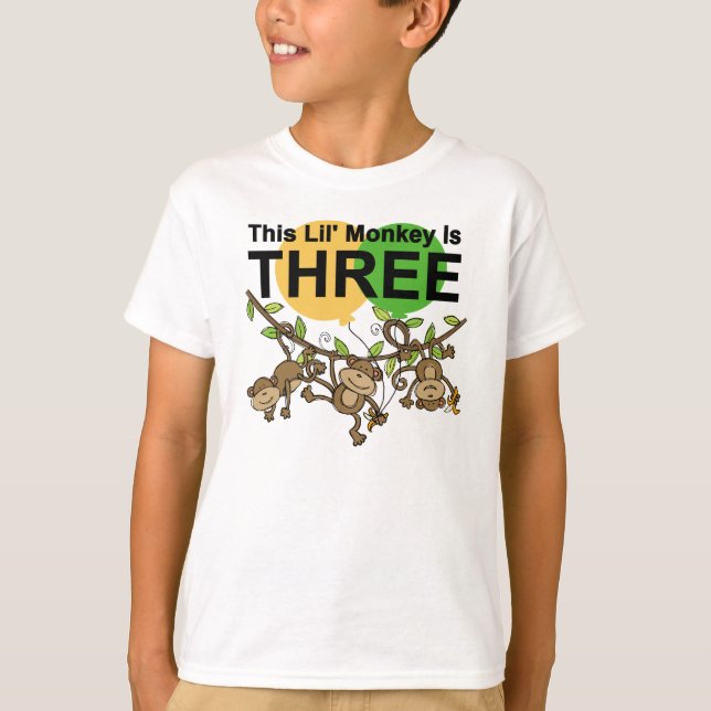 Swinging Monkeys 3rd Birthday tshirts and Gifts (Front)