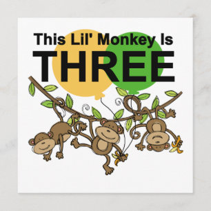 Swinging Monkeys 3rd Birthday tshirts and Gifts Card