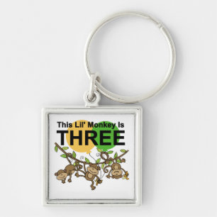 Swinging Monkeys 3rd Birthday tshirts and Gifts Key Ring