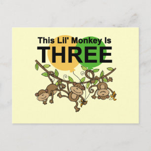 Swinging Monkeys 3rd Birthday tshirts and Gifts Postcard