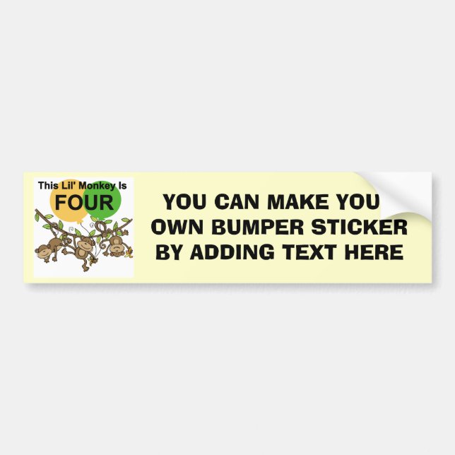 Swinging Monkeys 4th Birthday Tshirts and Gifts Bumper Sticker (Front)