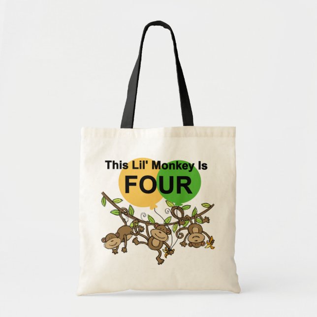 Swinging Monkeys 4th Birthday Tshirts and Gifts Tote Bag (Front)