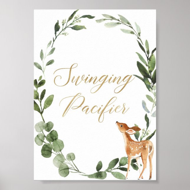Swinging pacifier game Deer greenery gold Poster (Front)