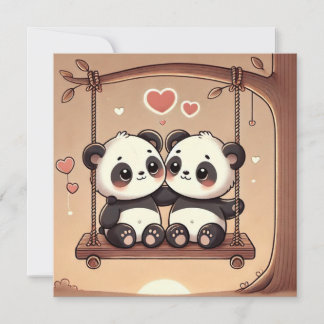 Swinging Panda Love Card