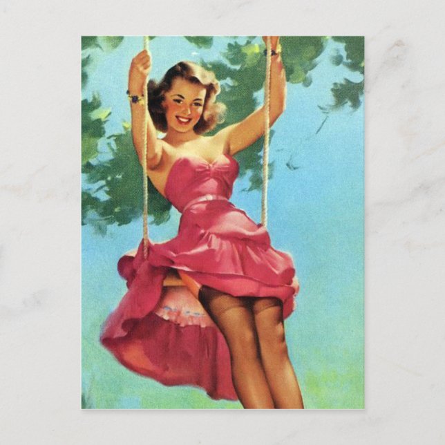 Swinging Pin Up Postcard (Front)
