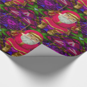 Swinging Santa Glossy Wrapping Paper