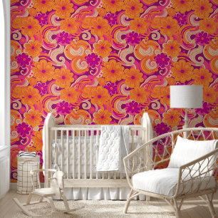 Swinging sixties flower power wallpaper