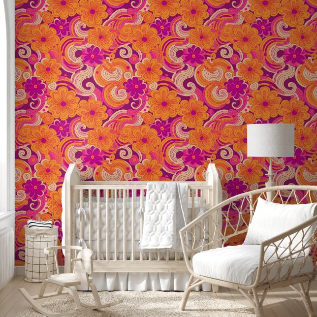 Swinging sixties flower power wallpaper (Kids)