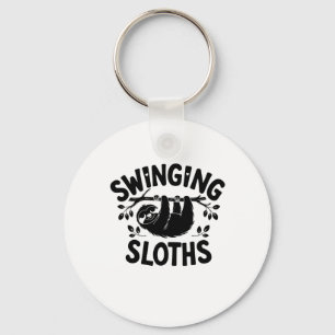 Swinging Sloths Hang In There Sticker Key Ring