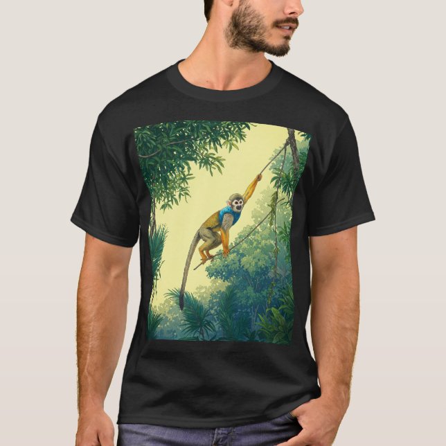 Swinging Squirrel Monkey Jungle T-shirt (Front)