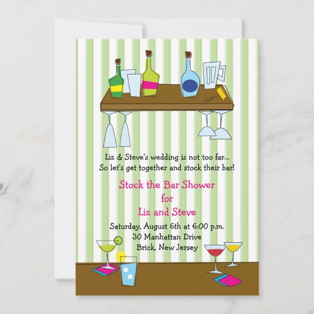 Swinging Stock the Bar Shower Invitation (Front)