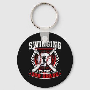 Swinging To The 3rd Grade Baseball First Day Of Key Ring