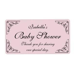 Swirl and flourish baby shower water bottle labels