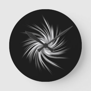 Swirl - Black Grey Grey White Round Clock