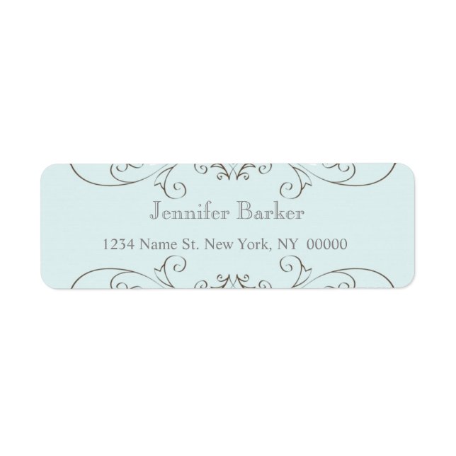 Swirl Blue Brown Return Address Label (Front)