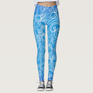 Swirl Blue Pattern Leggings