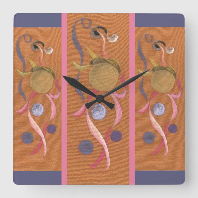 Swirl Bodies Circus Square Wall Clock (Front)