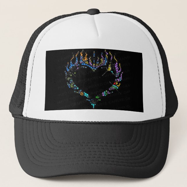 Swirl Colour Rhinestone Flaming Heart Baseball Hat (Front)