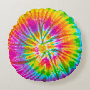 swirl colourful tie dye pattern abstract backgroun round cushion