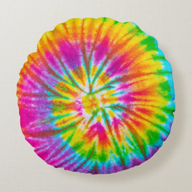 swirl colourful tie dye pattern abstract backgroun round cushion (Front)