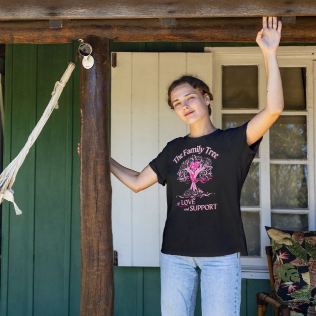 Swirl Family Tree of Life Breast Cancer Awareness T-Shirt (Creator Uploaded)