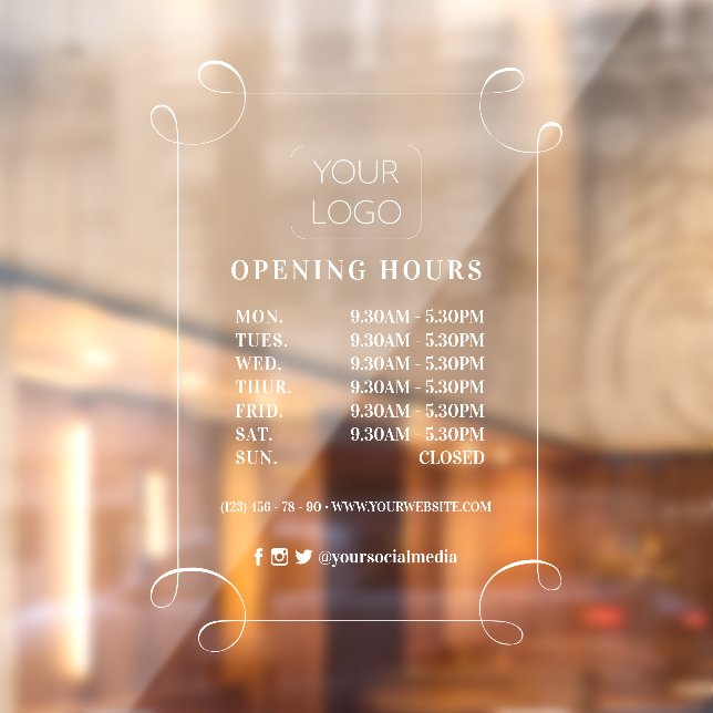 Swirl Frame Custom Business Logo Opening Hours (Sheet 2)