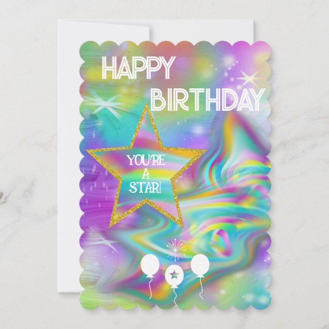 Swirl Galaxy Happy Birthday Flat Card (Front)