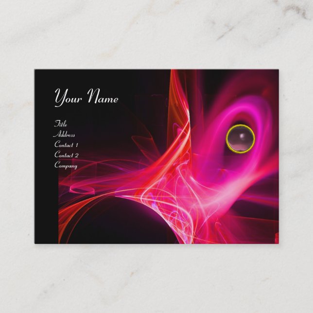 SWIRL  GEM MONOGRAM Vibrant black pink red Business Card (Front)