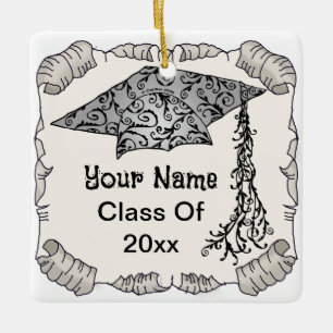 Swirl Grad Cap Graduation ornament 