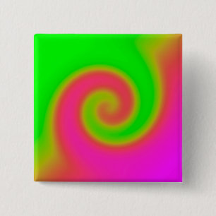 Swirl Green Pink 15 Cm Square Badge